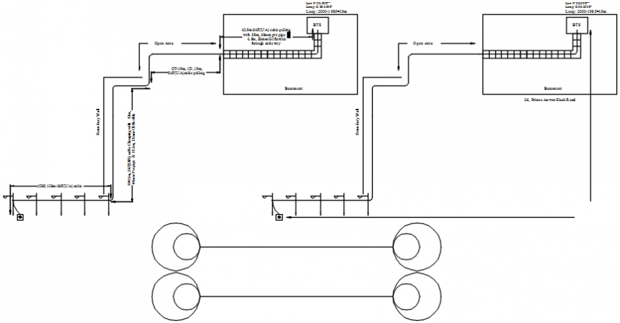 Network and cable layout plan drawing details for KKBZ dwg file