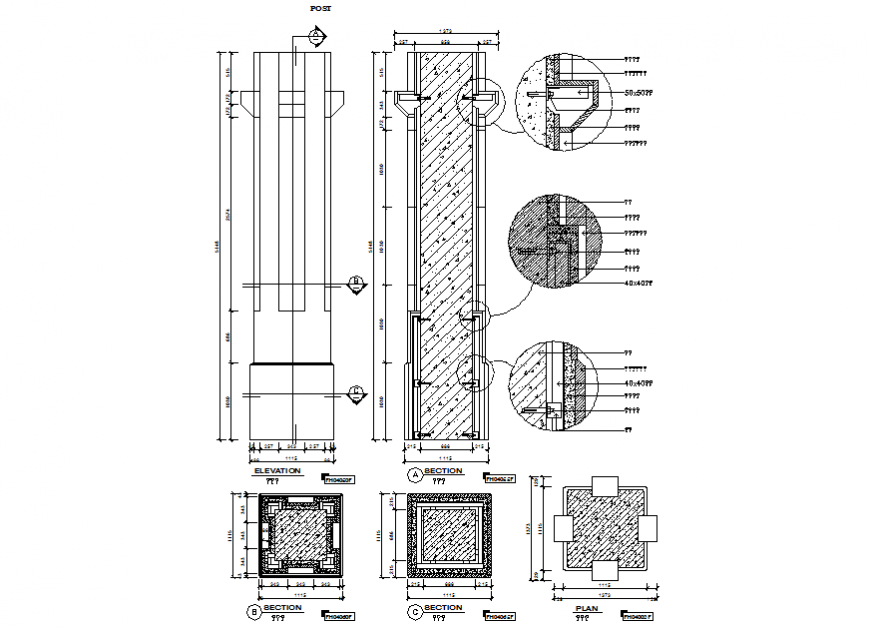 New West Yellow stone column cad drawings autocad file