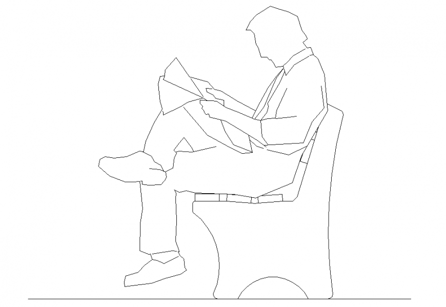 News paper read man detail dwg file