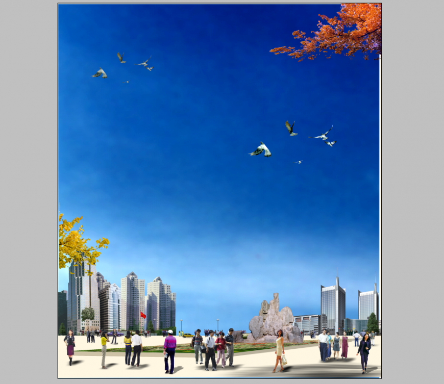 Night scenario of residential area 3d model elevation PSD file