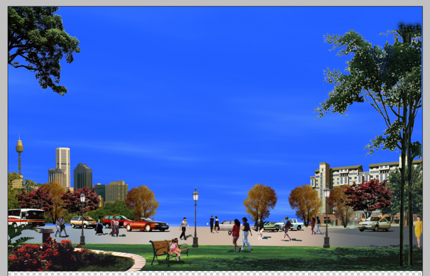 Night View 3D Residential Area Model in PSD File Format