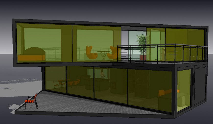 Night view detail of a posh bungalow 3d