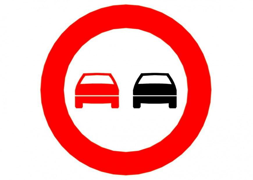 No overtaking road sign symbol cad drawing details dwg file