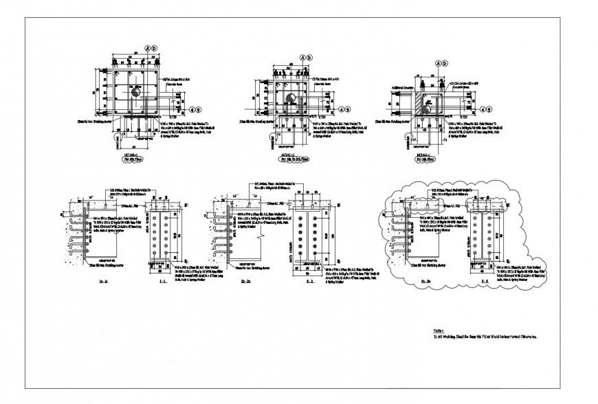 Non-striking mortar steel beam structure cad drawing details dwg file
