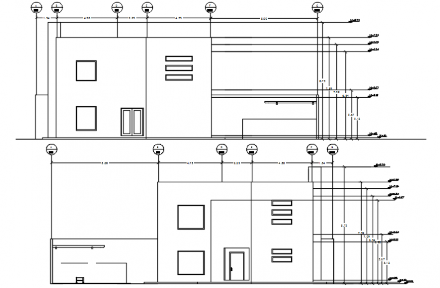 North  side elevation of housing in AutoCAD file
