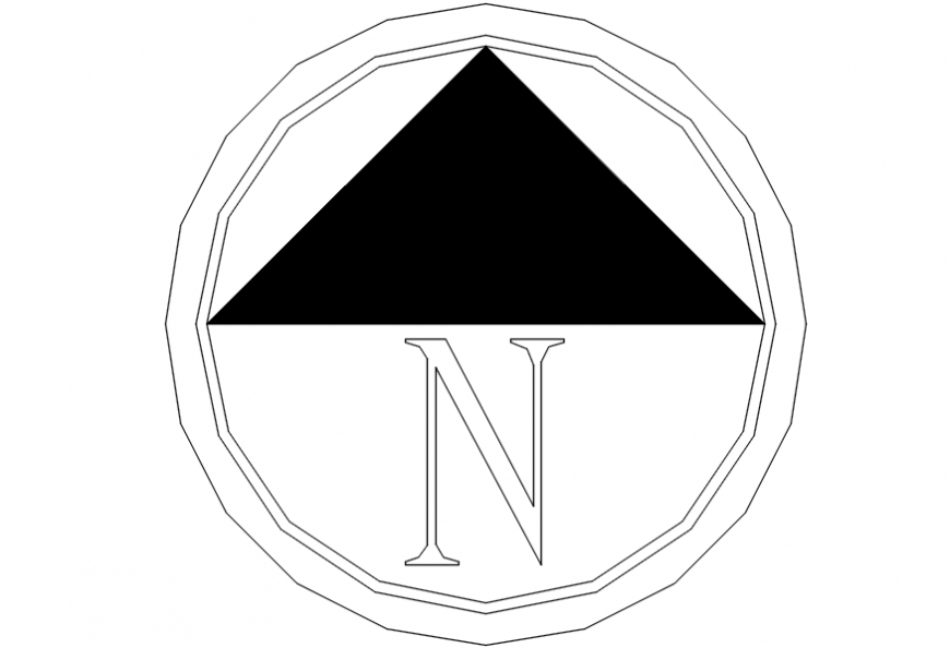 North arrow showing 2d direction symbol details dwg file