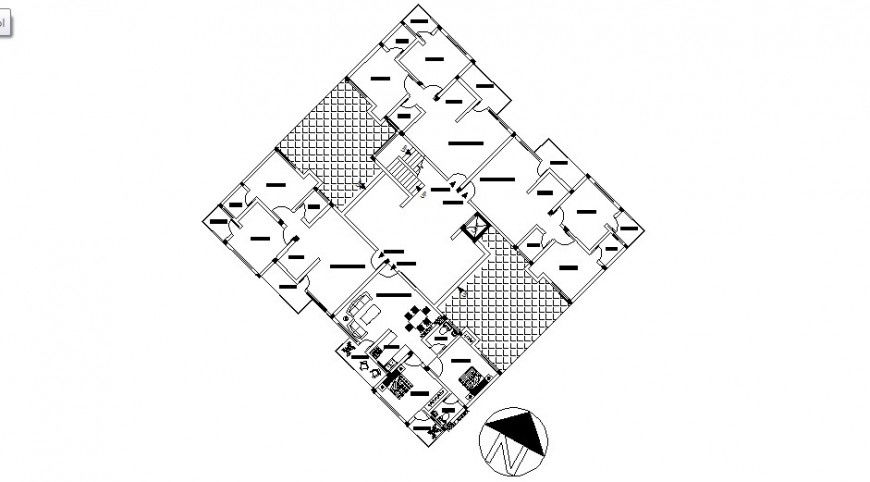 North direction school plan dwg file