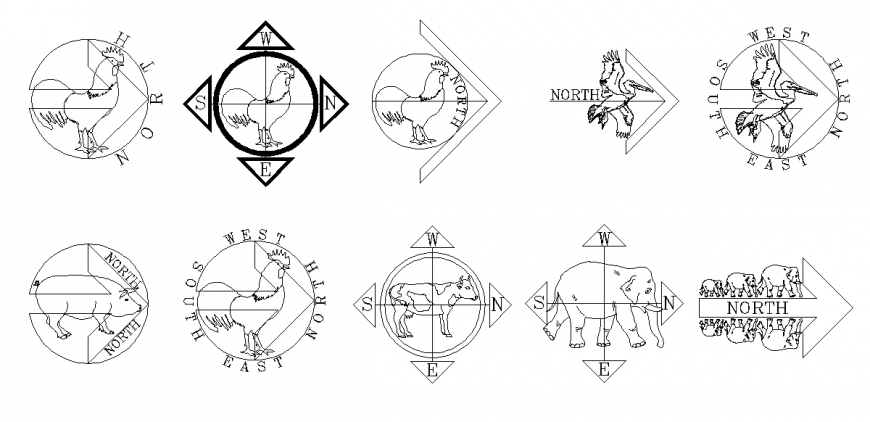 North Direction Symbol Block detail