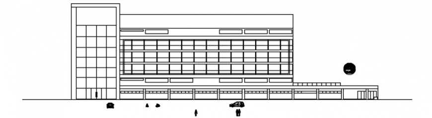 North elevattion of hospital in autocad file