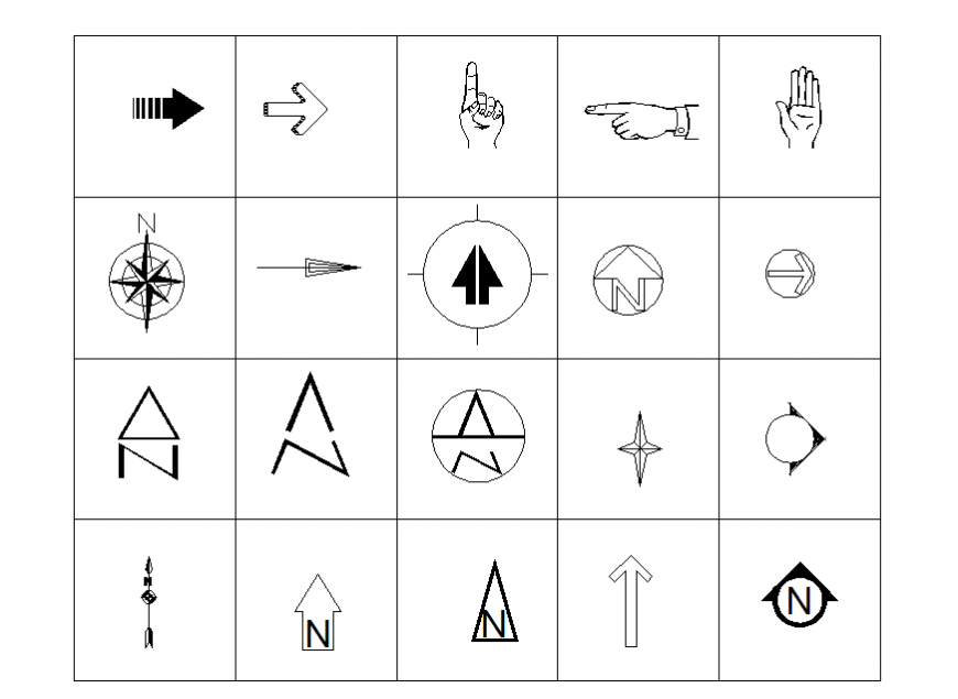 North mark and symbols autocad file