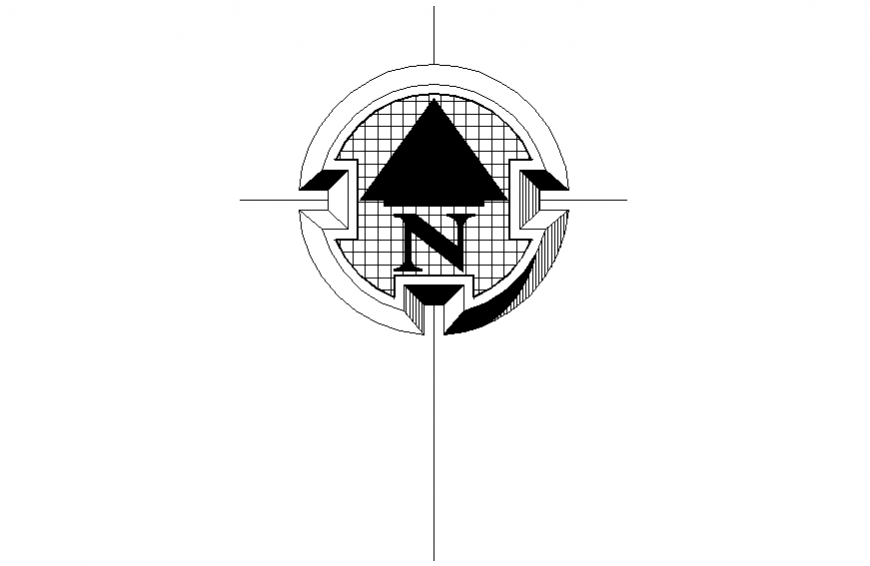 North showing direction symbol block cad drawing details dwg file