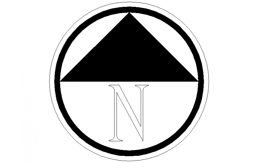 North side direction block elevation symbol cad block details dwg file