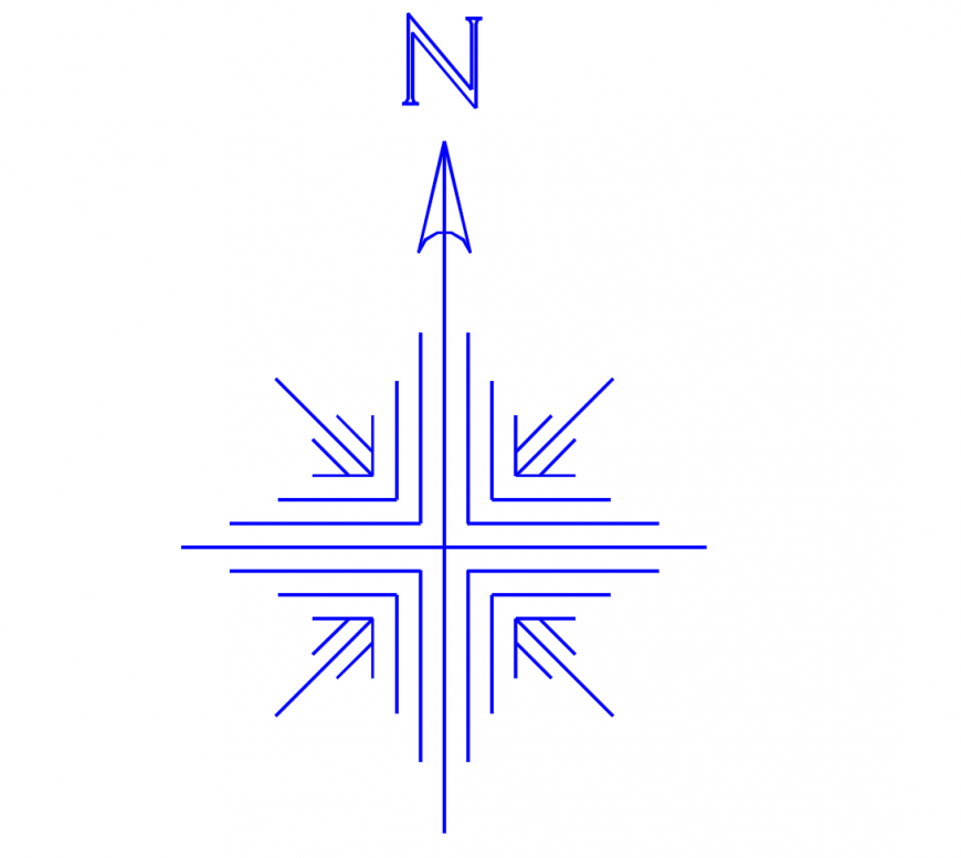 North side with four side direction in block of auto cad file