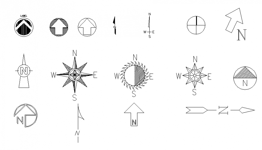 North symbol 2 d plan layout file