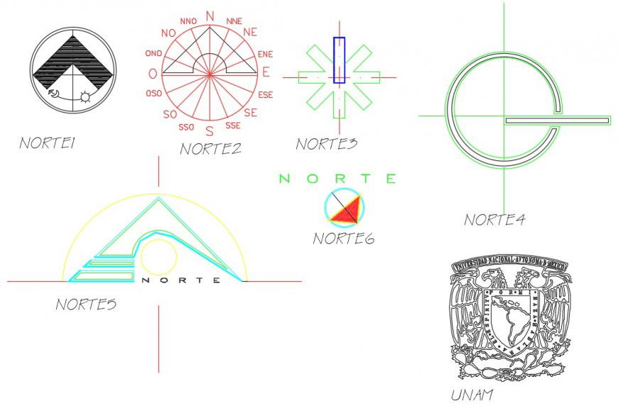 North symbol top view model