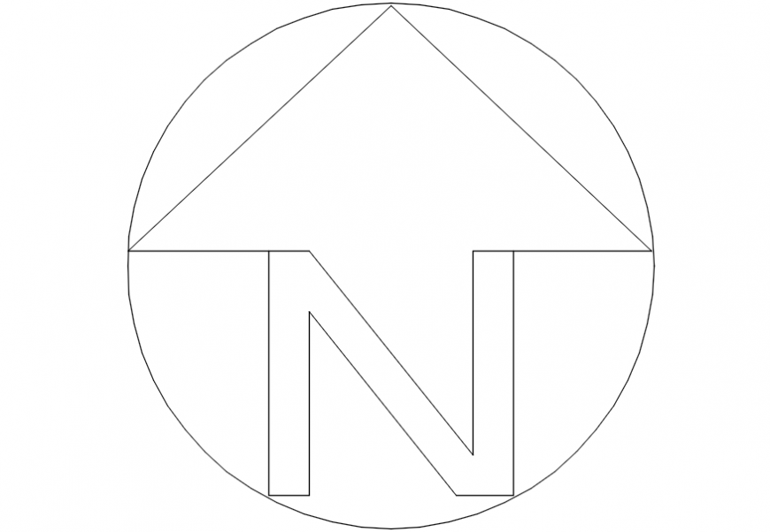 North Up side showing arrow symbol block cad drawing details dwg file