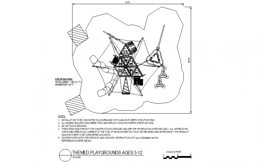 NU-2491 model design with themed playground plan dwg file