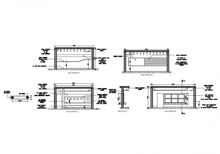 Nursing home bio-climatic sustainable wall profile and sectional details dwg file