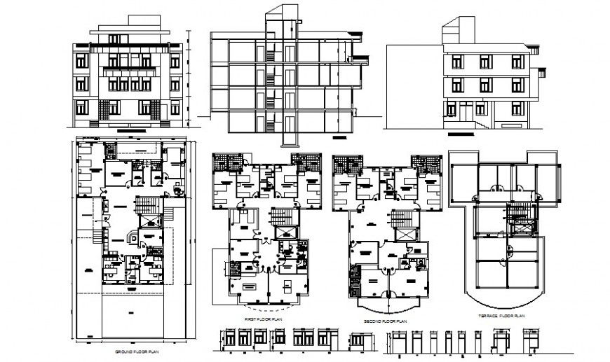 Nursing home drawings details plan elevation and section autocad file