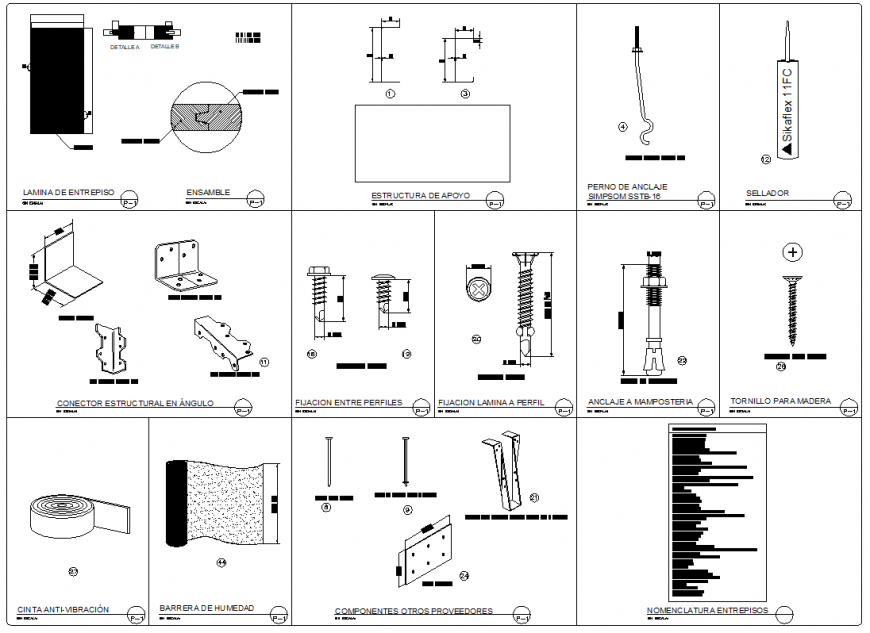 Nut bolt and thread section plan layout file