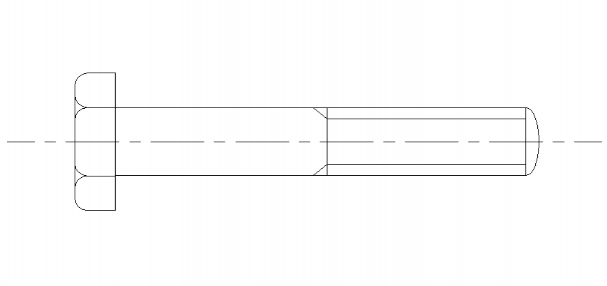 Nut bolt elevation 2 d Autocad dwg file