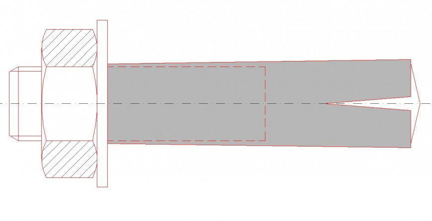 Nut bolt section plan detail dwg file