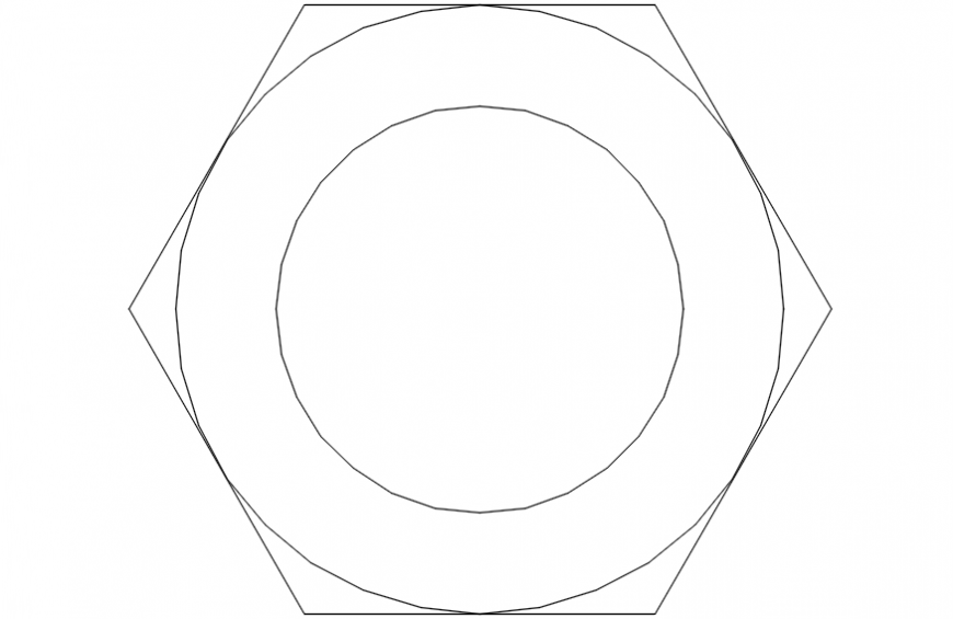 Nut bolt top view elevation block cad drawing details dwg file