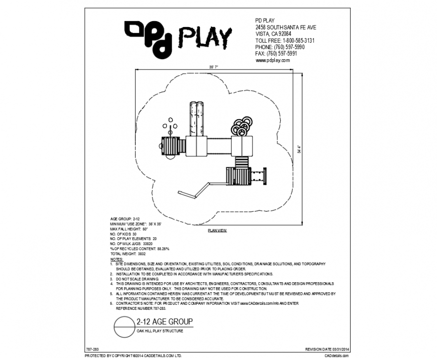 Oak hill lake park play structure with plan view details dwg file