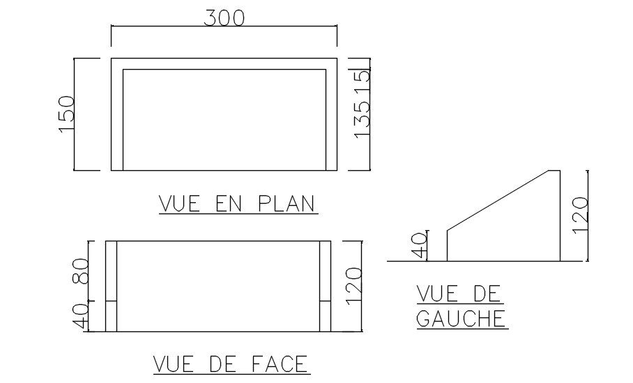 object plan and elevation in AutoCAD, dwg file.