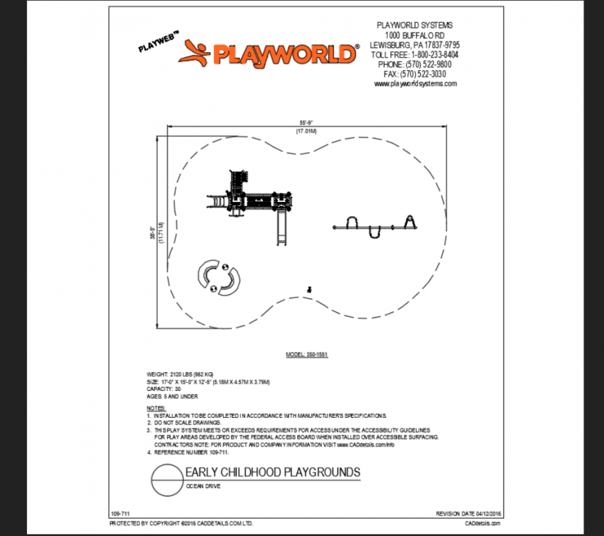 Ocean drive early school play ground play structure details dwg file