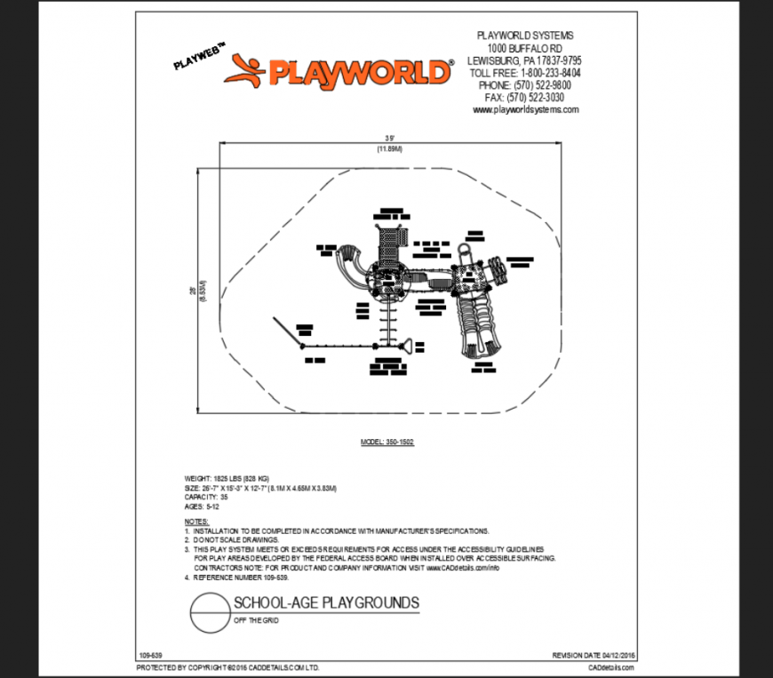 Off the grid play area park structure details with equipment dwg file