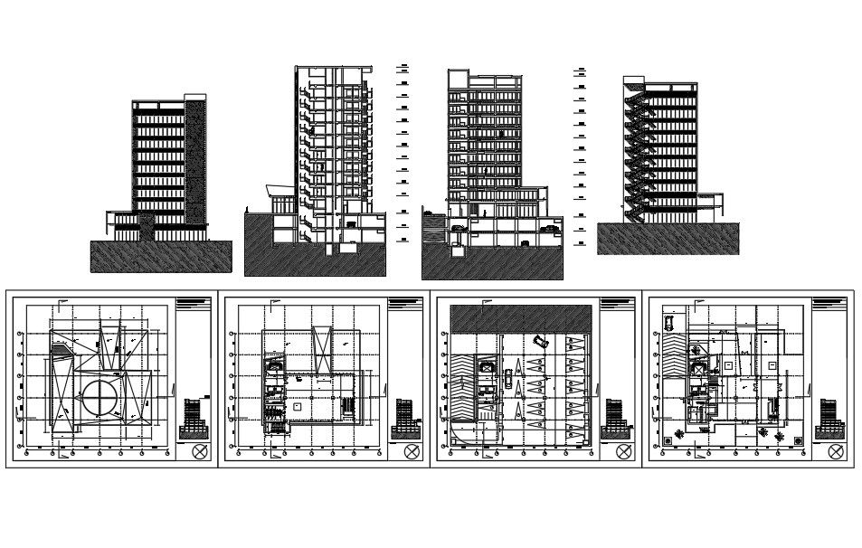 Explore Modern Office Building AutoCAD Elevation Design DWG File
