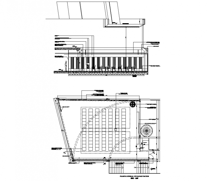 Office acoustic insulation detail plan and section autocad file