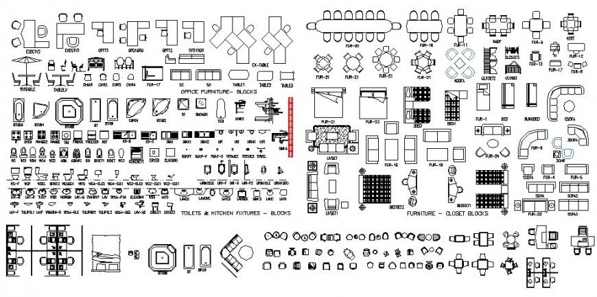Office and dining table block design in auto cad software