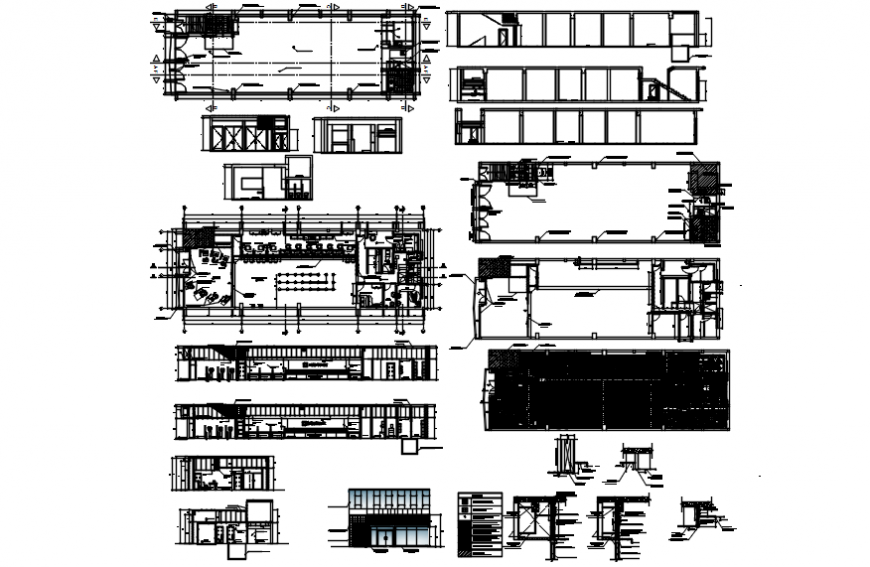 Office area plan and elevation with detail in AutoCAD file