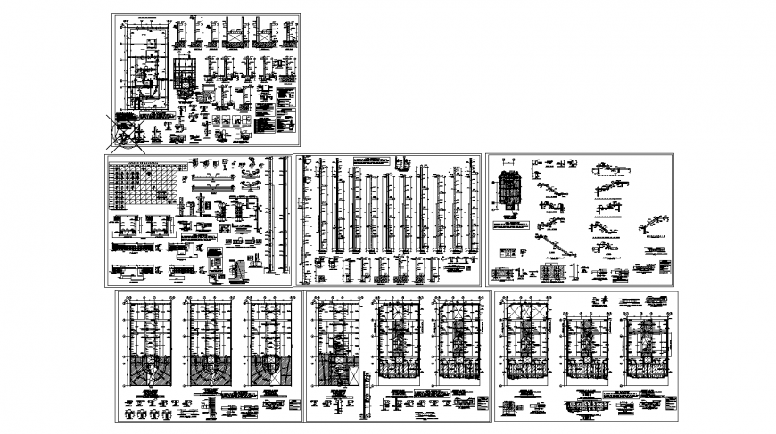 Office building all floors constructive structure cad drawing details dwg file