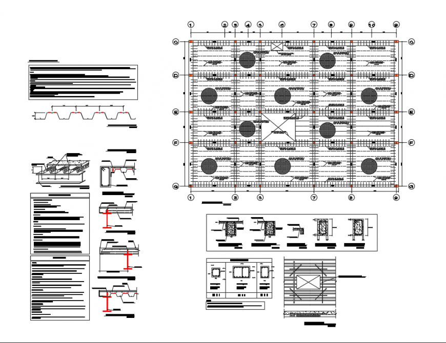 Office building constructive details with lightened plant dwg file