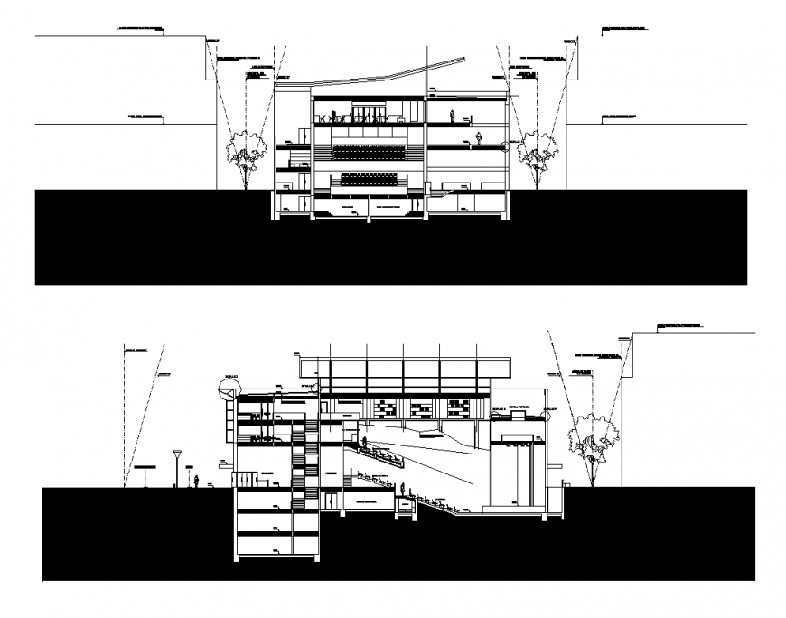 Office building detail elevation layout 2d view autocad file