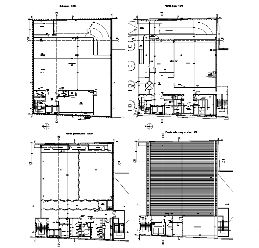 Office building detail elevation and plan view autocad file