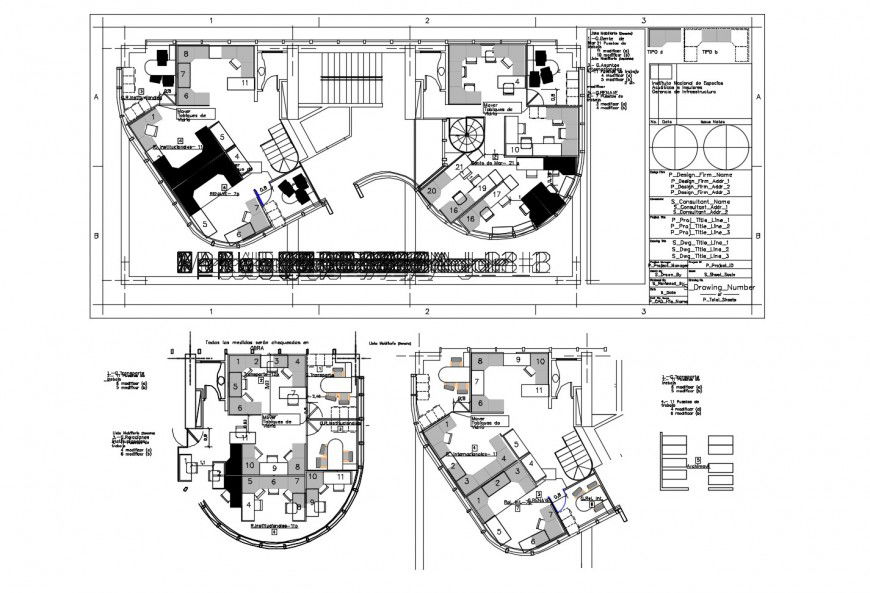 Office building distribution and floor plan cad drawing details dwg file