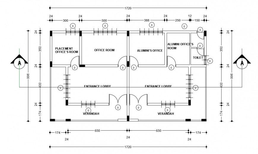 Office building drawings detail 2d view plan dwg file