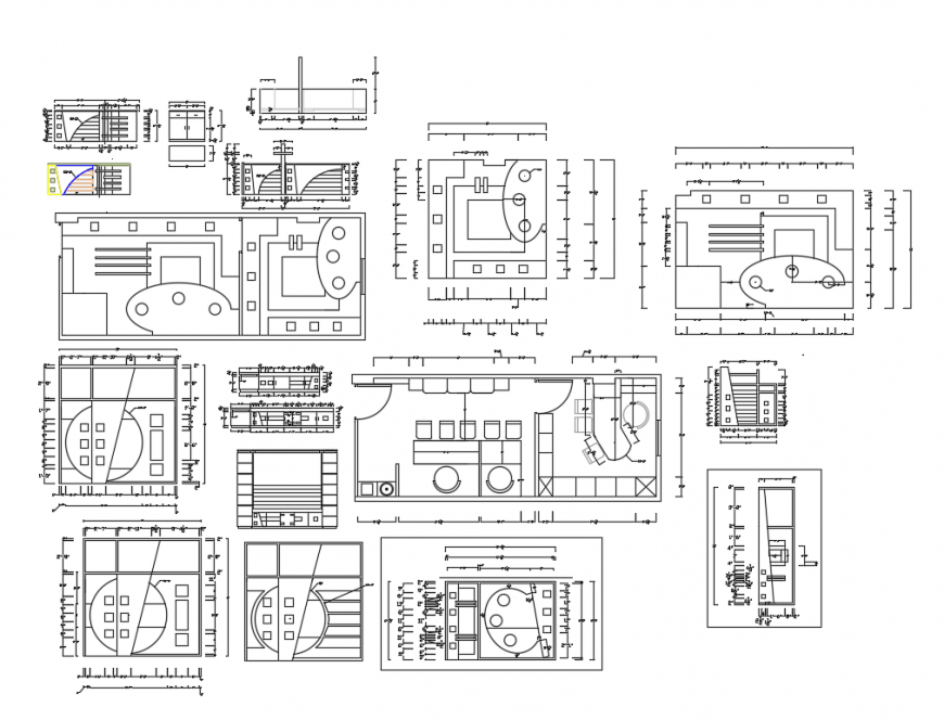 Office building elevation, layout plan and auto-cad details dwg file