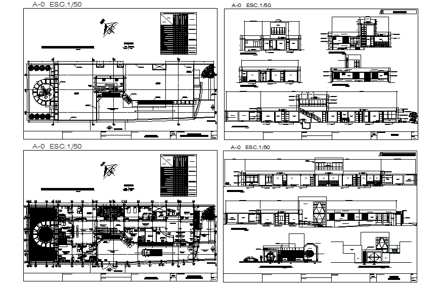 Office building elevation, section, floor plan and auto-cad details dwg file