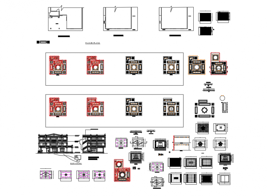 Office building elevation, section and auto-cad details dwg file