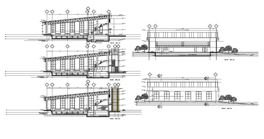 Office building elevation and section cad drawing details dwg file