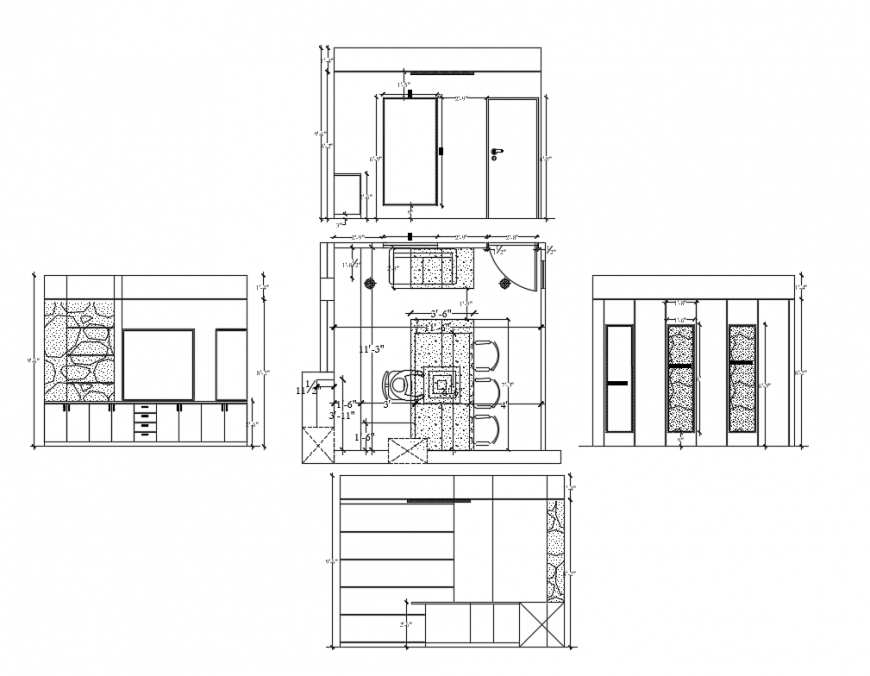 Office building false ceiling section and constructive details dwg file