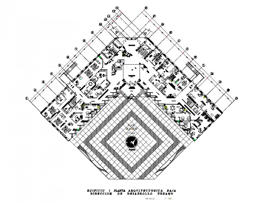 Office building first floor layout plan and direction plan cad drawing details dwg file