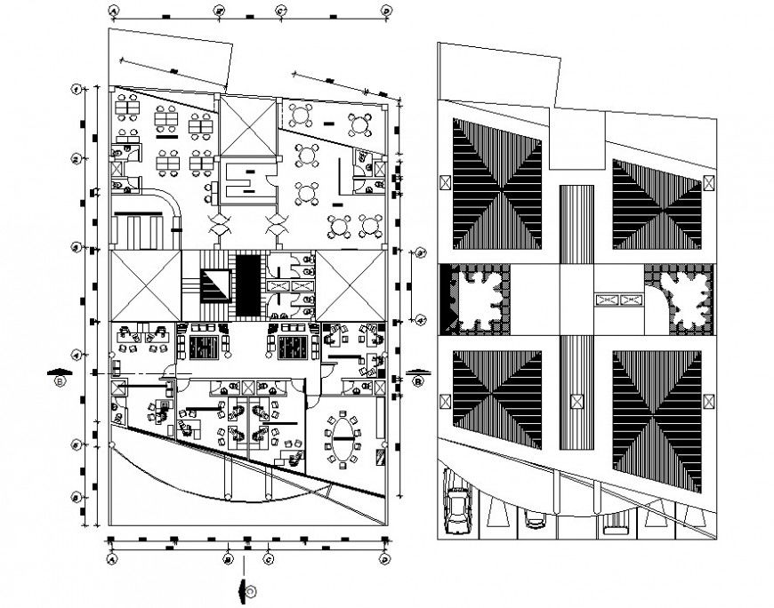 Office building floor and roof detail cad file
