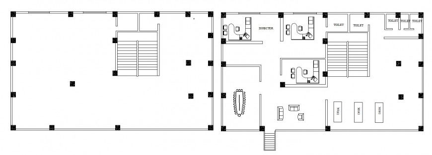 Office building floor layout plan and framing plan structure cad drawing details dwg file