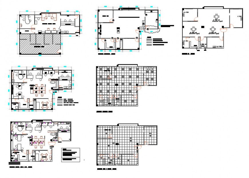 Office building floors and cover plan cad drawing details dwg file